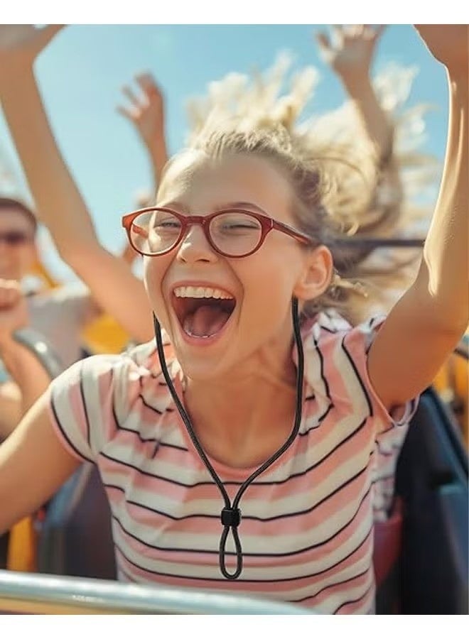 حزام نظارات مضفر، حبل تعليق للنظارات الطبية والشمسية للرجال والنساء، حامل نظارات أسود حول الرقبة للرياضة، حبل أمان قابل للتعديل لتثبيت النظارات، عبوة من 4 قطع - Image 3